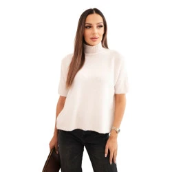 Moteriškas šviesiai rusvas megztinis trumpomis rankovėmis Endi