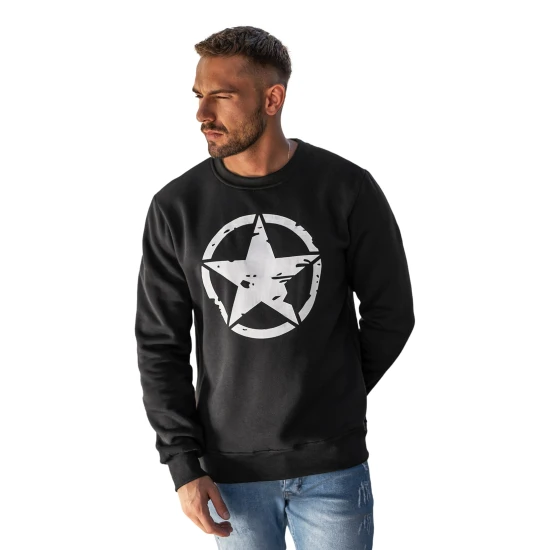 Vyriškas juodas džemperis Military star Džemperiai be gobtuvo