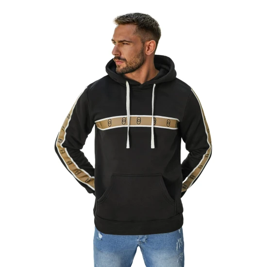 Vyriškas juodas džemperis Rings Džemperiai su gobtuvu