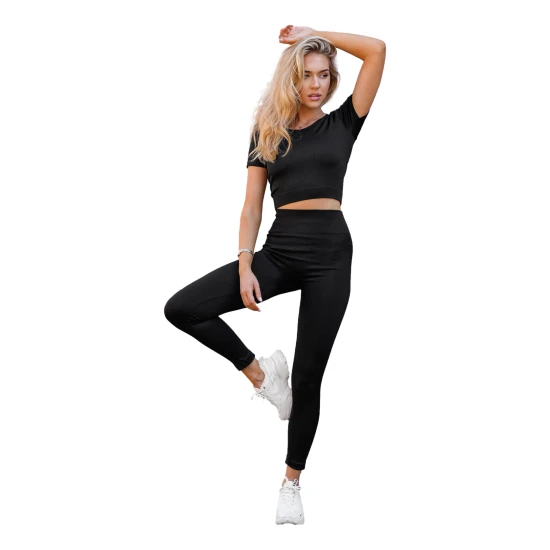 Moteriškas juodas dviejų dalių sportinis komplektas Energy Moteriški komplektai