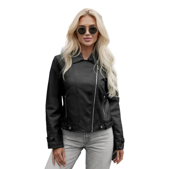 Moteriška juoda odinė striukė Santi Moteriškos striukės