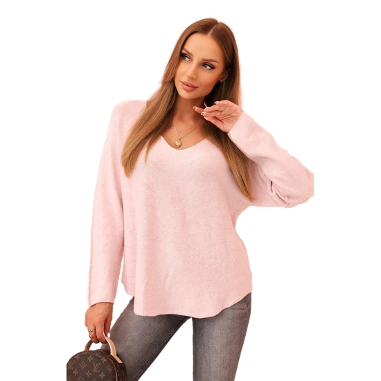 Moteriškas šviesiai rožinis megztinis Remo Moteriški megztiniai