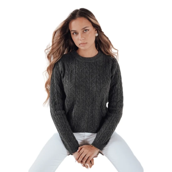 Moteriškas tamsiai pilkas megztinis Bravina Moteriški megztiniai