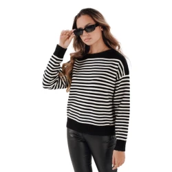 Moteriškas juodas dryžuotas megztinis Elvara