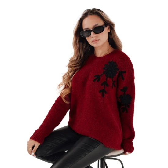 Moteriškas bordo megztinis Daga Moteriški megztiniai