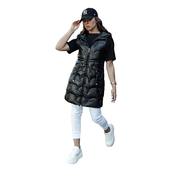 Women's black hooded vest Dona Women's waistcoats