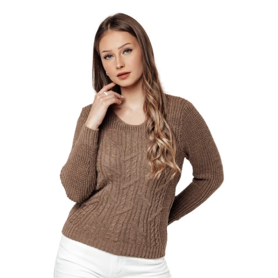 Moteriškas rudas megztinis Nela Moteriški megztiniai