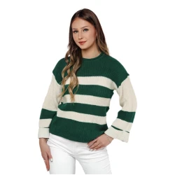 Moteriškas žalias/baltas megztinis Tango