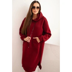 Moteriška pašiltinta bordo suknelė su gobtuvu Leagve