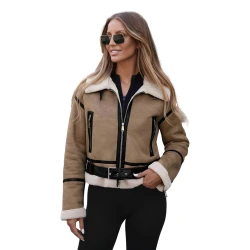 Moteriška ruda odinė striukė Alani