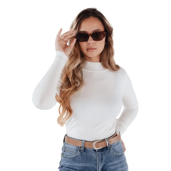 Moteriškas baltas megztinis Lena Moteriški megztiniai