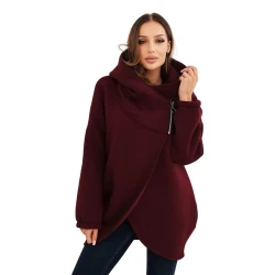 Moteriškas bordo džemperis pašiltintas su gobtuvu Jonit