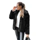 Moteriškas juodas kailinis švarkas su gobtuvu Marly Striukės