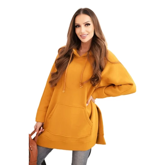 Moteriškas oranžinis džemperis su gobtuvu Wine Džemperiai su gobtuvu