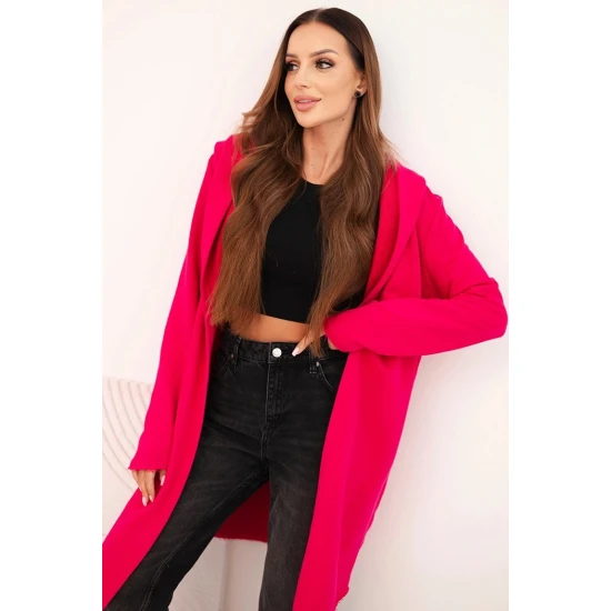 Moteriškas ryškiai rožinis megztinis su gobtuvu Alison Moteriški megztiniai