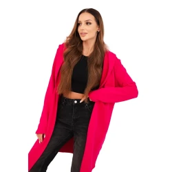 Moteriškas ryškiai rožinis megztinis su gobtuvu Alison