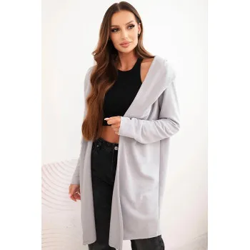 A women's light grey cardigan with a pattern, Alison
