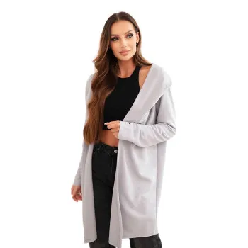 A women's light grey cardigan with a pattern, Alison