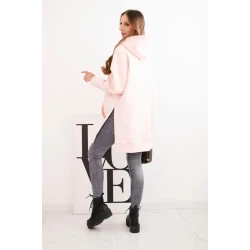 Moteriškas šviesiai rožinis džemperis su gobtuvu Wine 