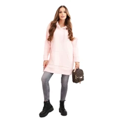 Moteriškas šviesiai rožinis džemperis su gobtuvu Wine 
