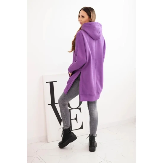 Moteriškas violetinis džemperis su gobtuvu Wine Džemperiai su gobtuvu