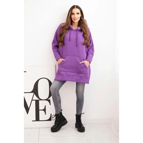 Moteriškas violetinis džemperis su gobtuvu Wine Džemperiai su gobtuvu