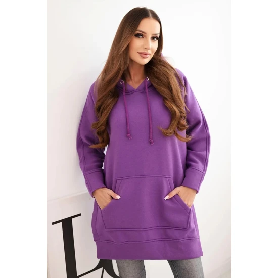 Moteriškas violetinis džemperis su gobtuvu Wine Džemperiai su gobtuvu