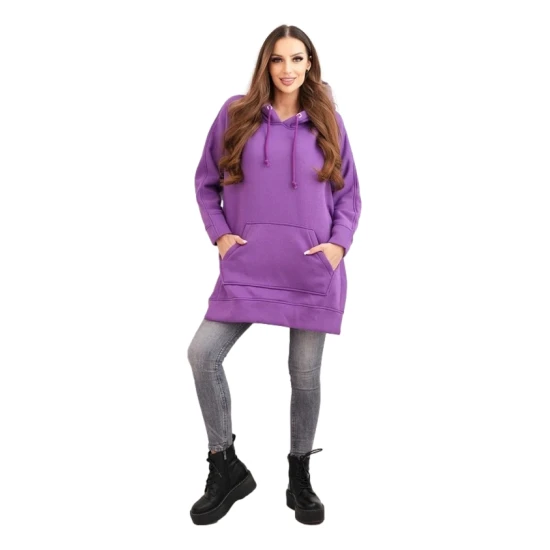 Moteriškas violetinis džemperis su gobtuvu Wine Džemperiai su gobtuvu