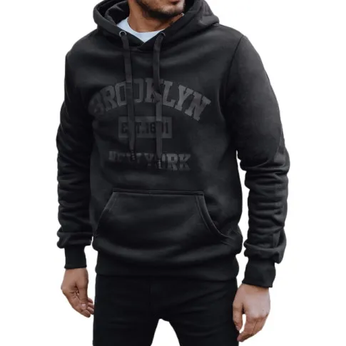 Kobaltowy męski sweter Brooklyn Bluzy z napisami