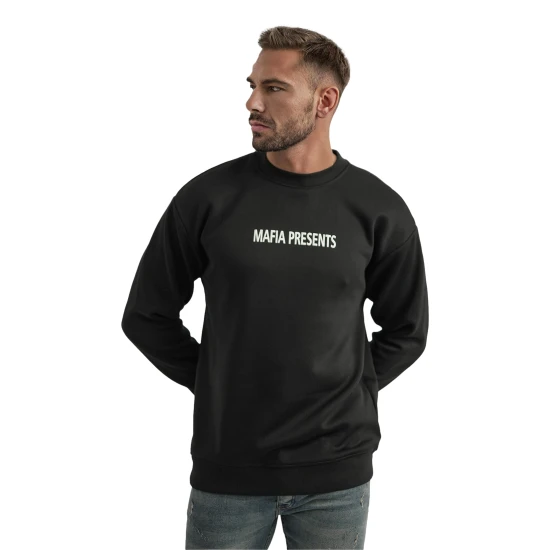 Vyriškas juodas džemperis be gobtuvu Mafia Džemperiai su užrašais