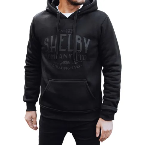 Męski czarny sweter z dekoltem Shelby Bluzy z napisami