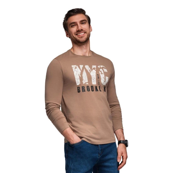Vyriški rudos spalvos marškinėliai ilgomis rankovėmis Nyc Palaidinės
