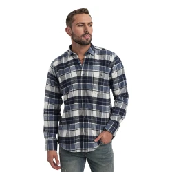 Vyriški tamsiai mėlyni languoti marškiniai Marino