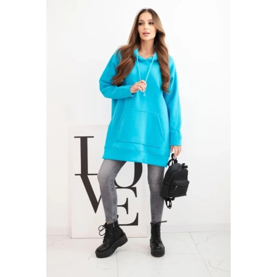 Moteriškas turkio spalvos džemperis su gobtuvu Wine Džemperiai su gobtuvu