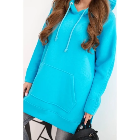 Moteriškas turkio spalvos džemperis su gobtuvu Wine Džemperiai su gobtuvu