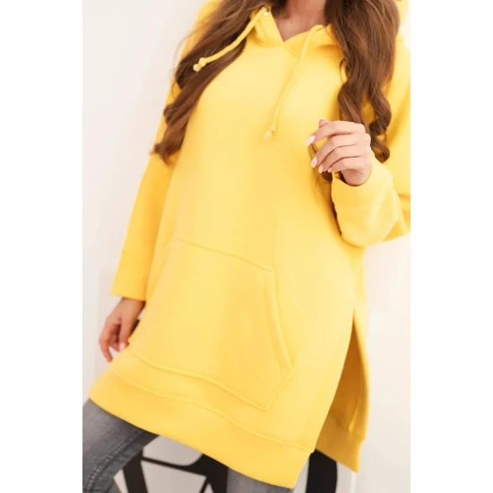 Moteriškas geltonas džemperis su gobtuvu Wine Džemperiai su gobtuvu