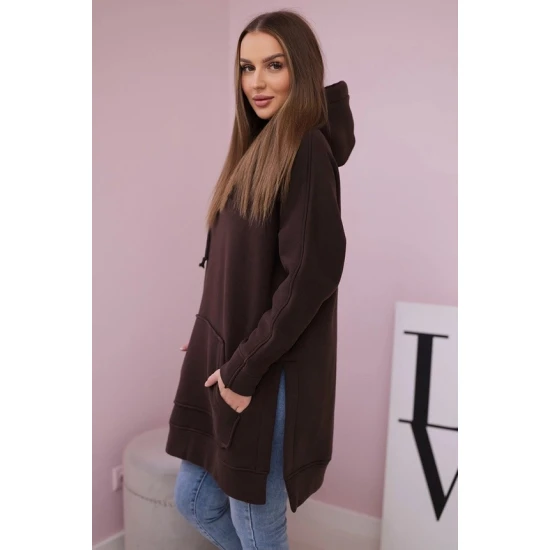 Moteriškas rudas džemperis su gobtuvu Wine Džemperiai su gobtuvu