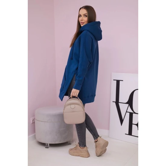 Moteriškas mėlynas džemperis su gobtuvu Wine Džemperiai su gobtuvu