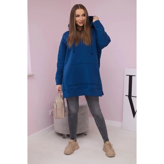 Moteriškas mėlynas džemperis su gobtuvu Wine Džemperiai su gobtuvu