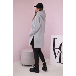 Moteriškas šviesiai pilkas džemperis su gobtuvu Wine 