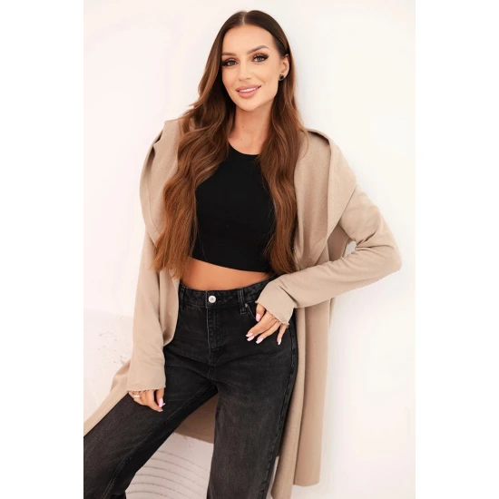 Moteriškas rusvas megztinis su gobtuvu Alison Moteriški megztiniai