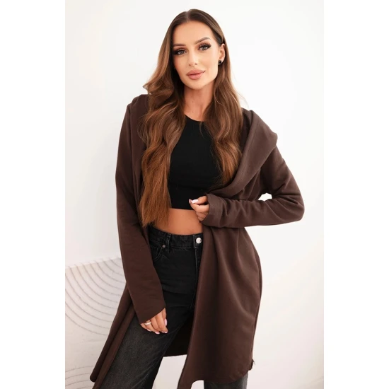 Moteriškas ruda megztinis su gobtuvu Alison Moteriški megztiniai