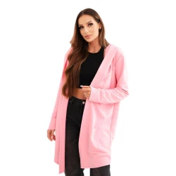 Moteriškas šviesiai rožinis megztinis su gobtuvu Alison