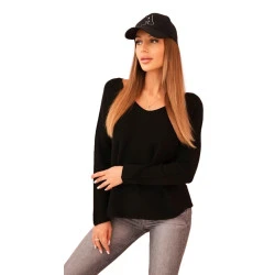 Moteriškas juodos spalvos megztinis Romil