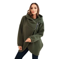 Moteriškas chaki džemperis pašiltintas su gobtuvu Jonit