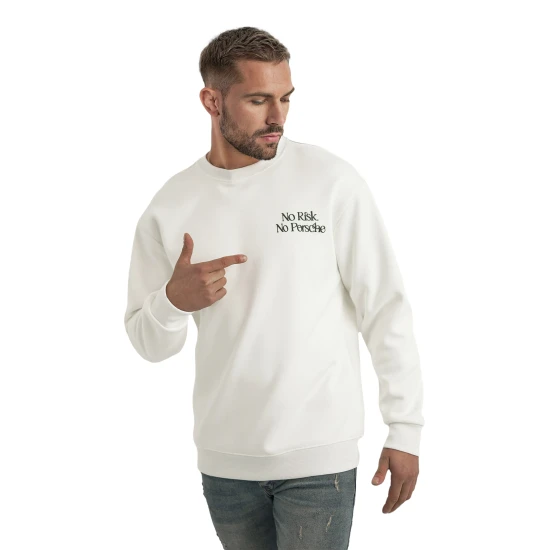 Vyriškas baltas džemperis be gobtuvu Risk Džemperiai su užrašais