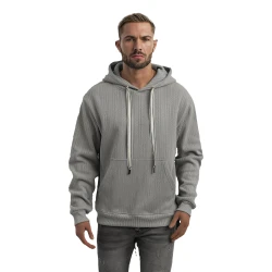 Vyriškas pilkas džemperis su gobtuvu Race