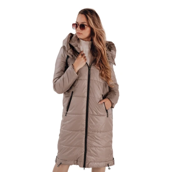 Moteriška ilga tamsiai rusvos spalvos striukė Orvit Moteriškos striukės