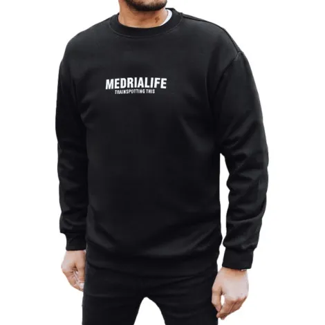 Męski czarny sweter Medrialife Swetry bez kaptura