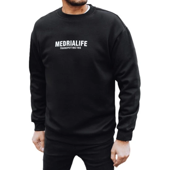 Vyriškas juodas džemperis Medrialife Džemperiai be gobtuvo